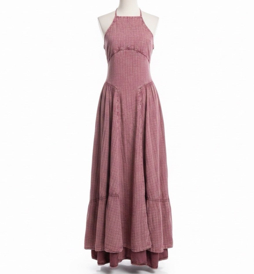Free People Womens Pink Halter Maxi Dress Size S/Lined