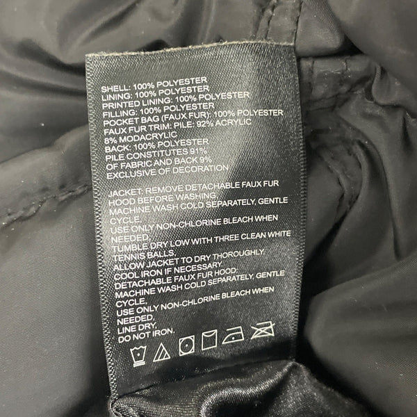 Laundry Womens Black Faux Fur Hooded Quilted Puffer Coat Size Small Winter