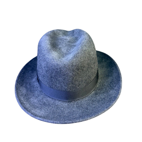 Country Gentleman Mens Gray Wool Fedora Hat Classic Design Ribbon Detail Size M