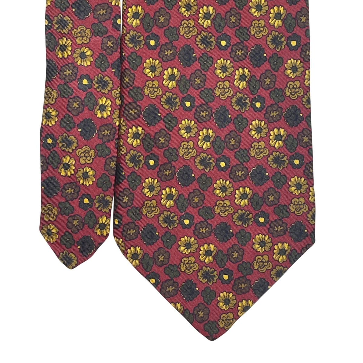 Vintage Brooks Brothers Red & Yellow Silk Floral Print Tie Approx. 58"x3.5"