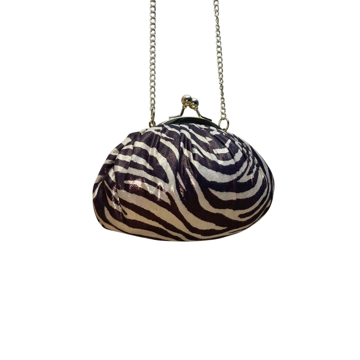 Chicos Women’s Brown & Gold Polyester Zebra Print Mini Crossbody Clutch Bag
