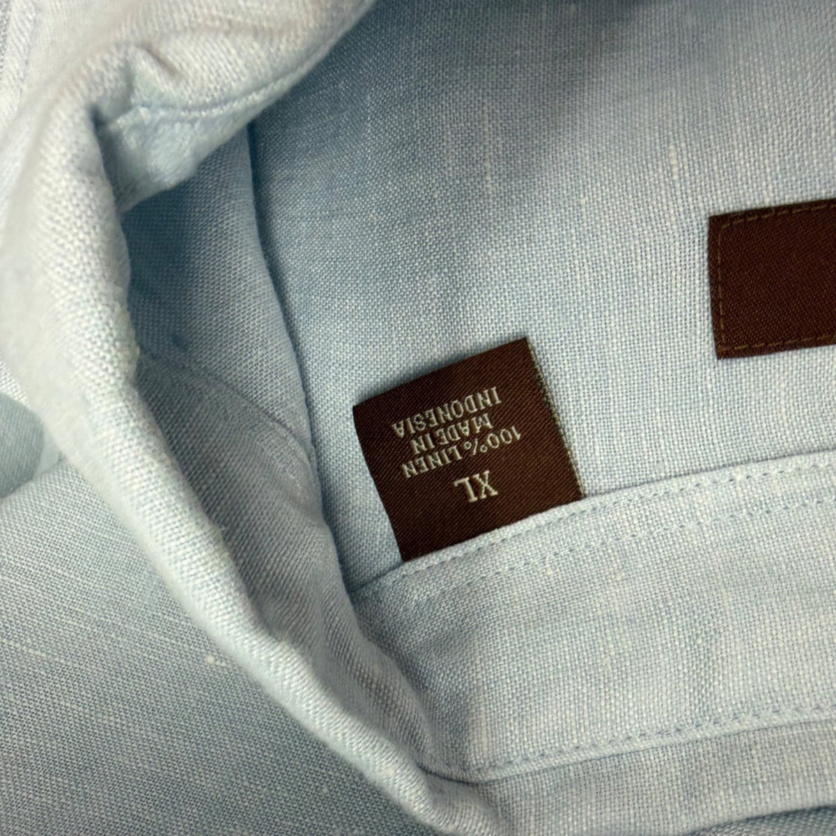 Perry Ellis Mens Light Blue Linen Short Sleeve Shirt Sz XL