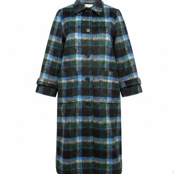 Free Assembly Womens Black Multi-Color Plaid Coat Sz L