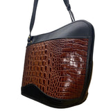 Bar Harbor Women’s Brown & Black Croc Embossed Faux Leather Shoulder Bag