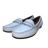 Driver Club USA Women’s White Grainy Leather Maple Ave Moccasin Shoes Size 11