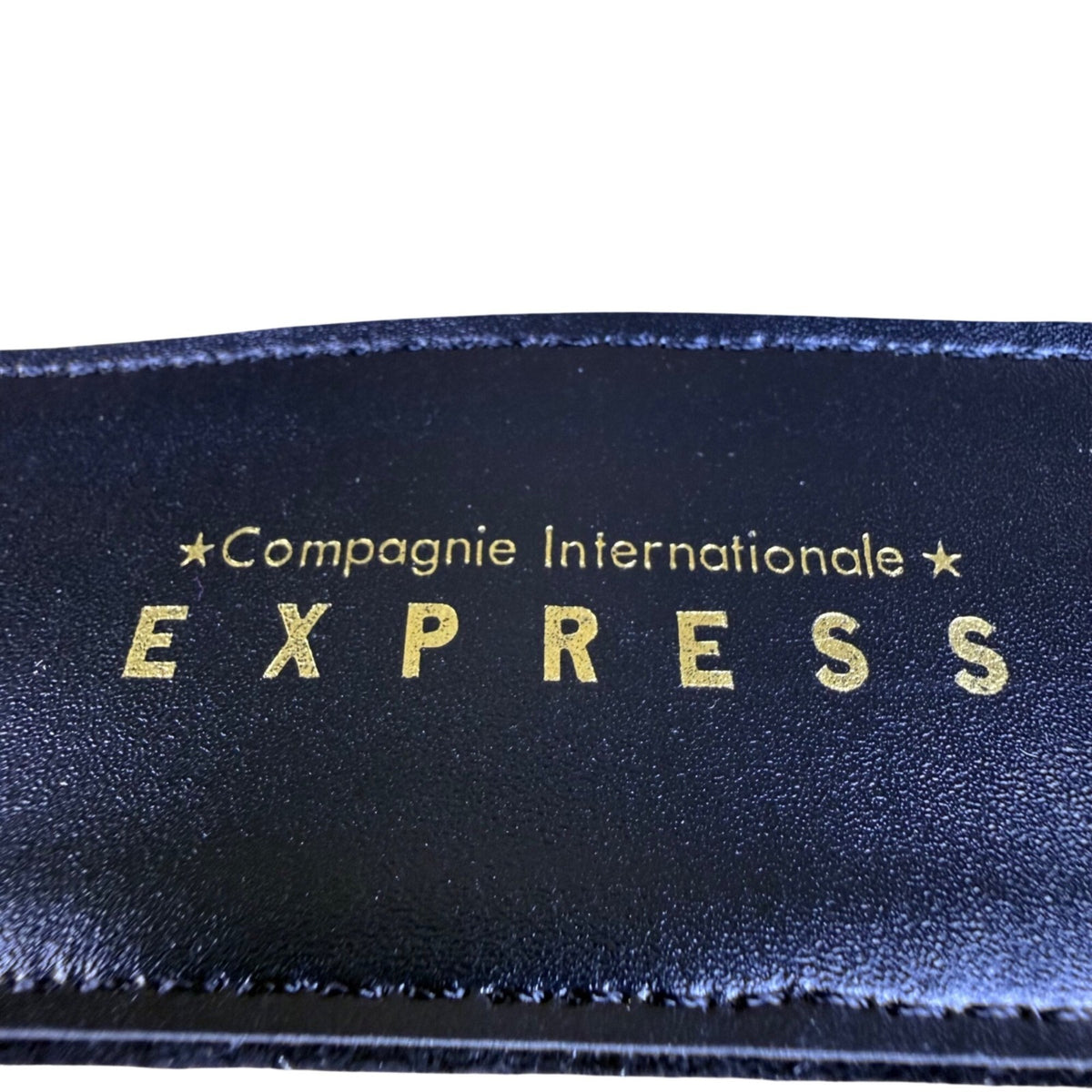 Express Womens Black Leather Belt Gold Jeweled Buckle Sz M