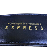 Express Womens Black Leather Belt Gold Jeweled Buckle Sz M
