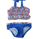 Wonder Nation Toddler Girls Floral Ruffle Bikini Set Blue Size 2T