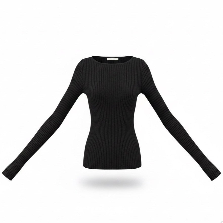 Abercrombie & Fitch Womens Black Ribbed Long Sleeve Top Fitted Stretch Sz XXS