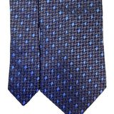 Pal Zileri Mens Brown & Blue Woven Silk Necktie Geometric Pattern Made In Italy