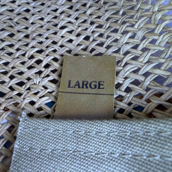 Country Gentleman Mens Natural Straw Hat Patterned Band Size L