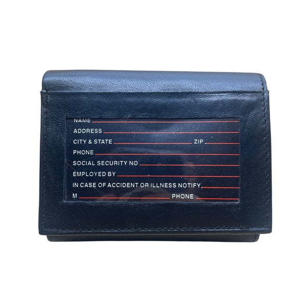 Genuine Leather Men’s Black Tri-Fold Wallet Multi-Window Pass Case Card Pockets