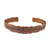 Vintage Unknown Copper Tone Solid Copper Engraved Bangle Stamped Adjustable Size