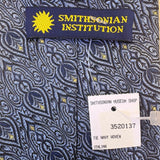 Smithsonian Institution Men Navy Silk Italian Tie Geometric Paisley Design New