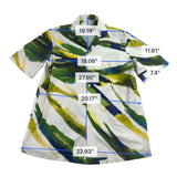 Zara Mens Green/Yellow Printed Button-Down Short-Sleeve Shirt Size L