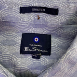Ben Sherman Mens Blue Cotton Blend Short Sleeve Button-Up Shirt Size L 
