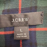 J.Crew Womens Green Plaid Polyester Long Sleeve Tiered Midi Dress Size L
