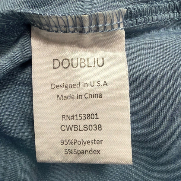 Doublju Womens Blue Polyester/Spandex Maxi Skirt Flowy Stretch Design Size 1X