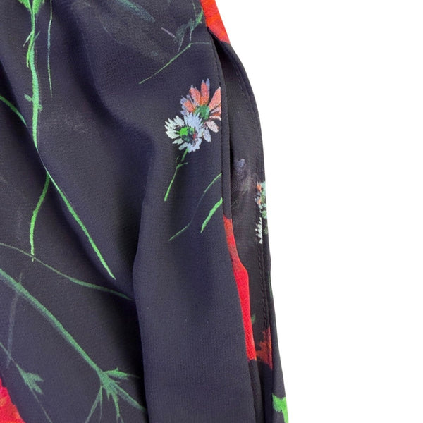 Express Womens Black Polyester Floral Long Sleeve Romper Machine Washable Size L