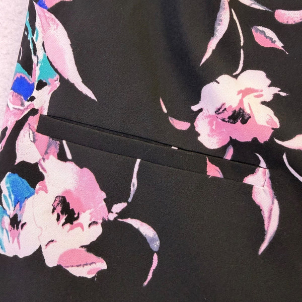 Lane Bryant Womens Black Flora Strech Blazer 3/4 Sleeve Tie Cuffs Size 14/16