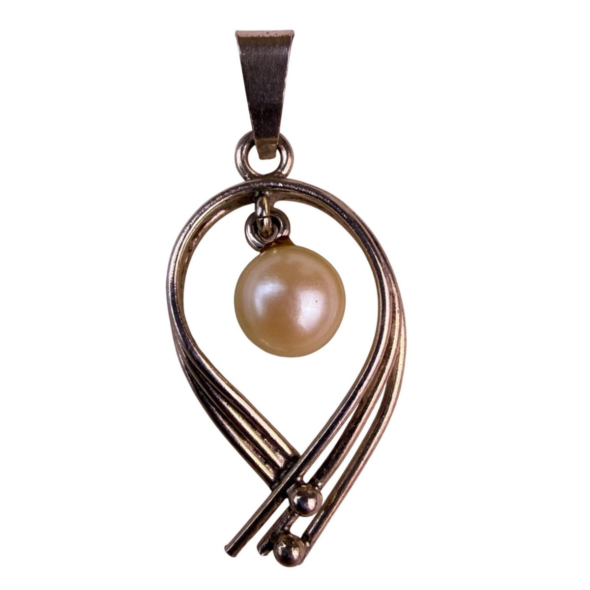 Sterling Silver Womens Natural Pearl Pendant Unique Elegant Design