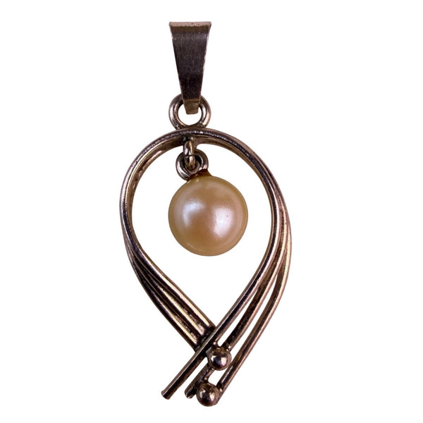 Sterling Silver Womens Natural Pearl Pendant Unique Elegant Design