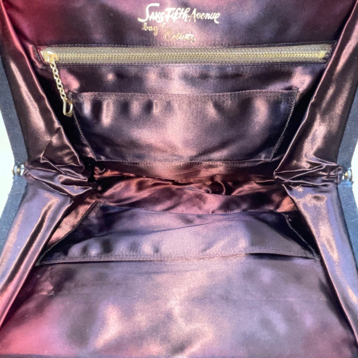 Vintage Saks Fifth Avenue By Coblentz Women’s Brown Framed Gold Clasp Purse