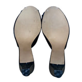 Daniel Green Women’s Black Satin Floral Detail Open-Toe Heels Slides Size 6B