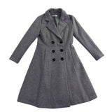 Aptro Womens Gray Wool Blend Double-Breasted Winter Coat Size S