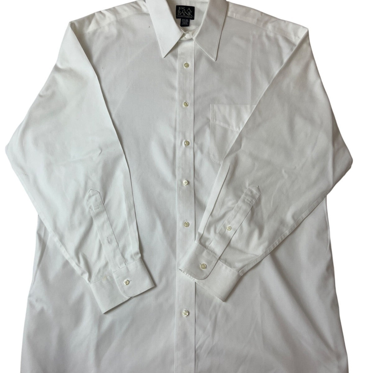 Jos A Bank Mens White Yellow Button-Down Dress Shirts 16.5 34
