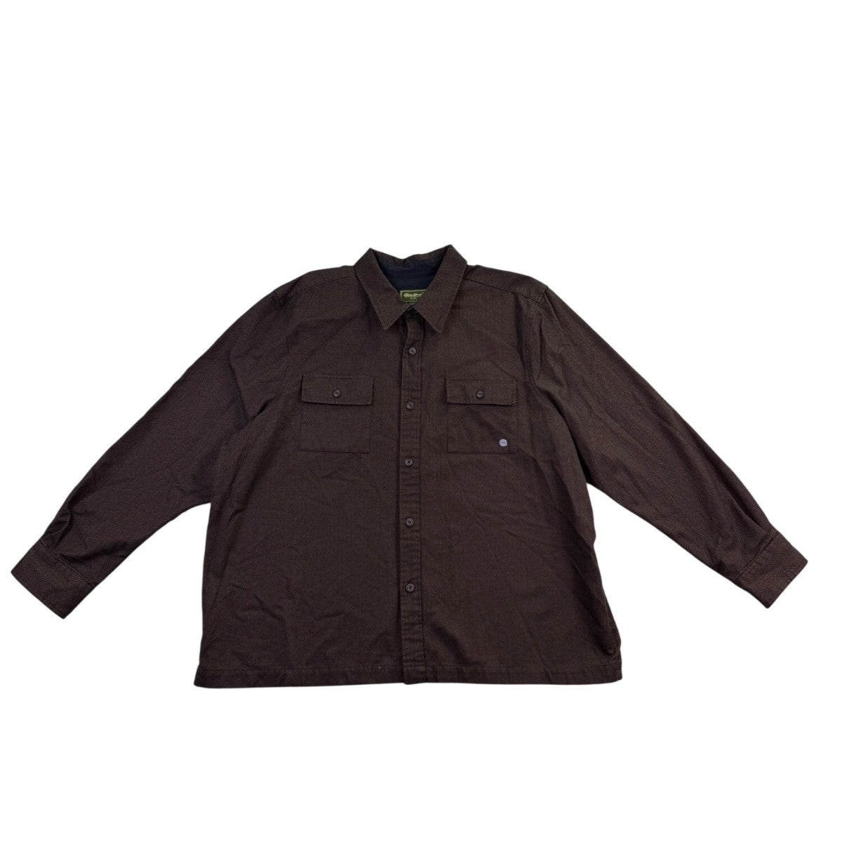 Eddie Bauer Mens Dark Brown Cotton Long Sleeve Button-Up Shirt Casual Sz XXL