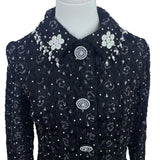 East Orient Womens Black Sequin & Pearl Embellished Jacket Size 8 Lightweight