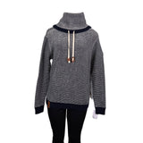 Khujo Womens Navy & White Sweater With Funnel Neck Pullover Stylish Sz M - New