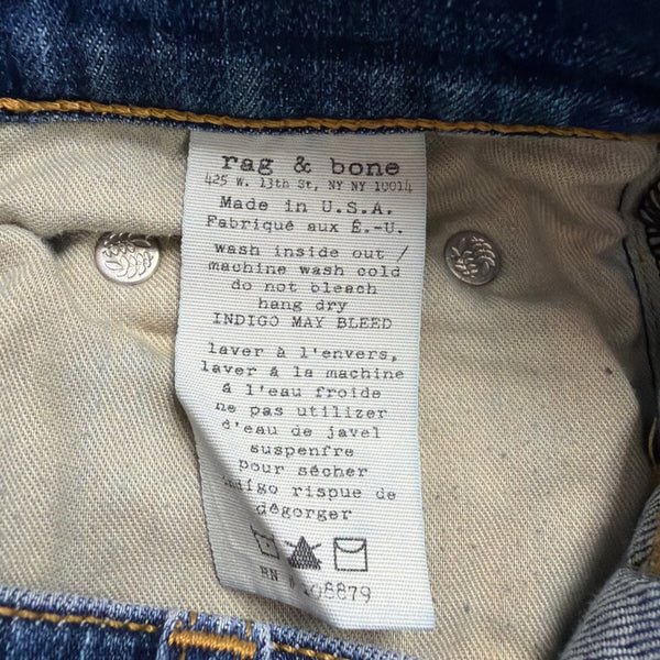 Rag & Bone Womens Blue Cotton Denim Distressed Frayed Hem Jeans Stretch Size 26
