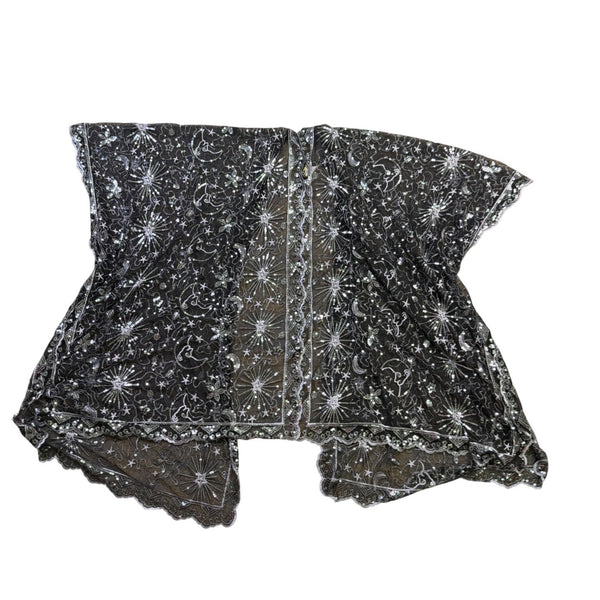 Dreamkeeper Collection Womens Black Sheer Kimono Stars Embellished Open Front OS