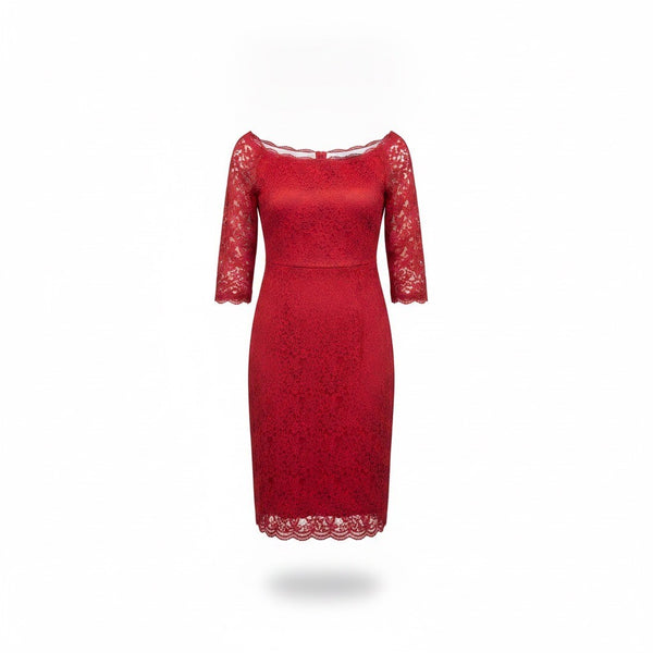 Lane Bryant Womens Red Lace Off-The-Shoulder Knee-Length Dress Size 18 