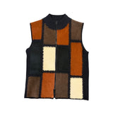 Designers Studio Originals Unisex Multicolor Genuine Leather Patchwork Vest Sz M