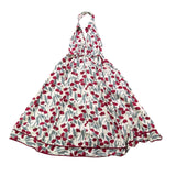 Aakaa Womens White & Red Cotton Halter Floral Dress Sleeveless Flowy Size M