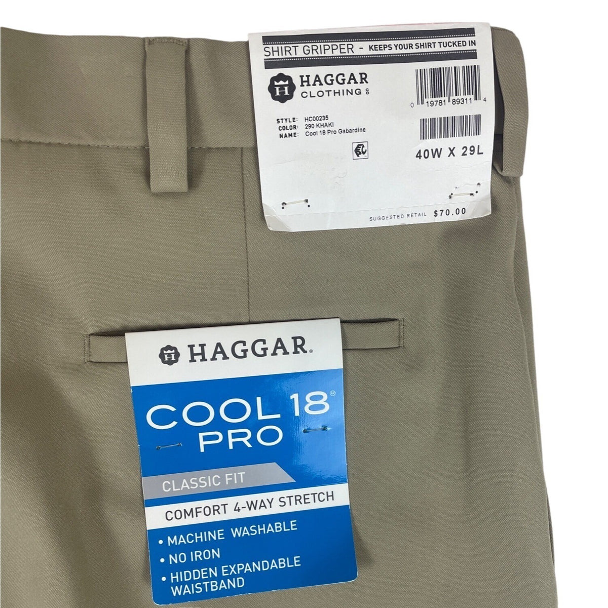 Haggar Men's Beige Khaki Pants Sz 40x29 - NWT
