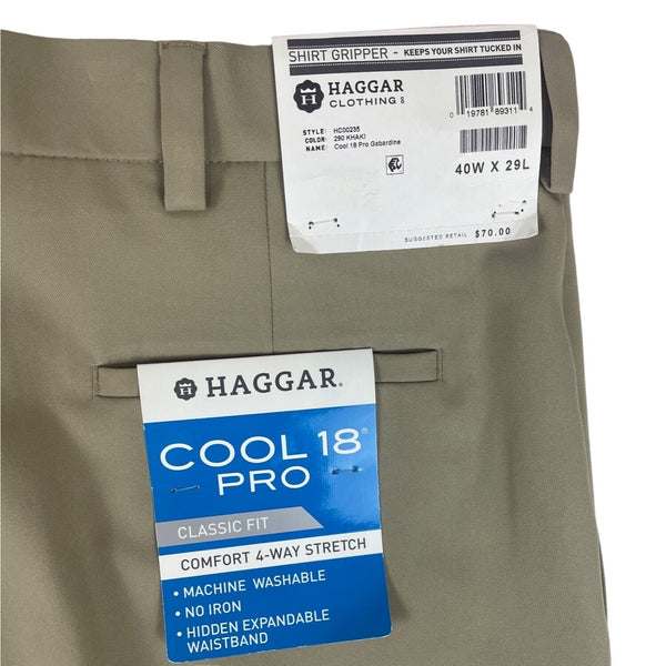 Haggar Men's Beige Khaki Pants Sz 40x29 - NWT