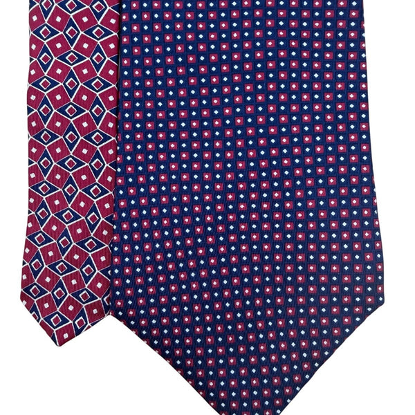 Tommy Hilfiger Mens Blue & Red Diamond Pattern Decorative Neck Tie
