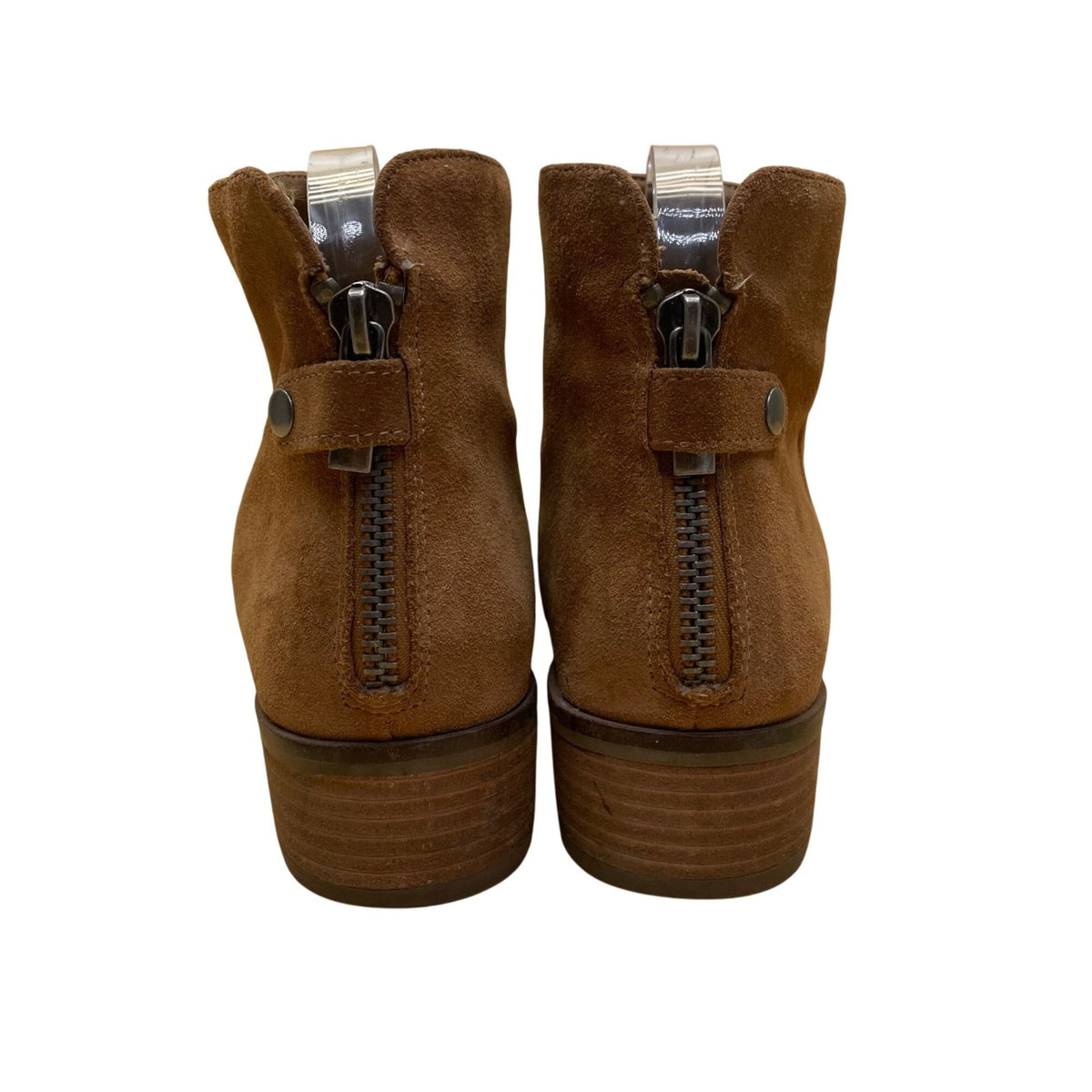 Vita Women's Brown Suede Side Zipper Back Strap Ankle Boots Size 8.5