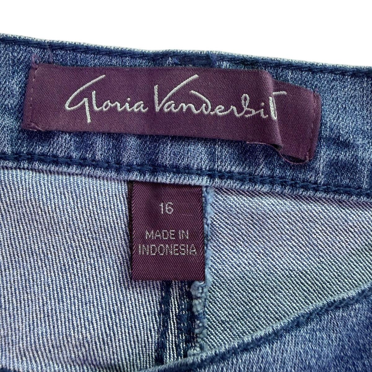 Gloria Vanderbilt Womens Blue Amanda Slimming Pull-On Denim Jeans Size 16