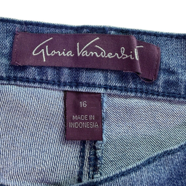 Gloria Vanderbilt Womens Blue Amanda Slimming Pull-On Denim Jeans Size 16