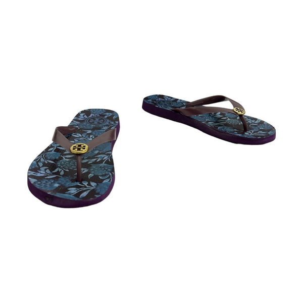 Tory Burch Women's Purple Leaves Print Sandals Sz S