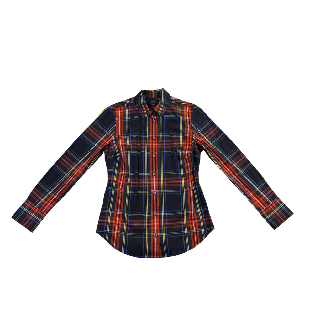 J.Crew Womens Multi-Color Plaid Slim-Fit Button-Up Long Sleeve Shirt Size 0P