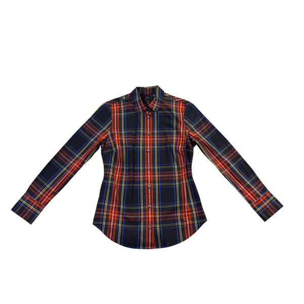 J.Crew Womens Multi-Color Plaid Slim-Fit Button-Up Long Sleeve Shirt Size 0P