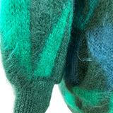 Vitage Mohair Green Geometric Mohair Blend Button-Up Cardigan Sweater Women’s