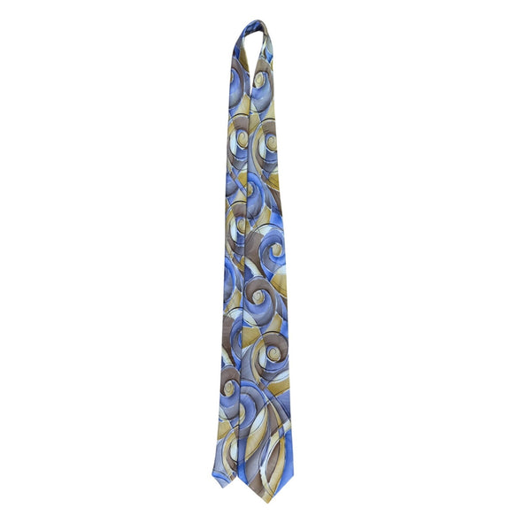 J. Garcia Mens Multicolor Silk Necktie Snail Garden Pattern
