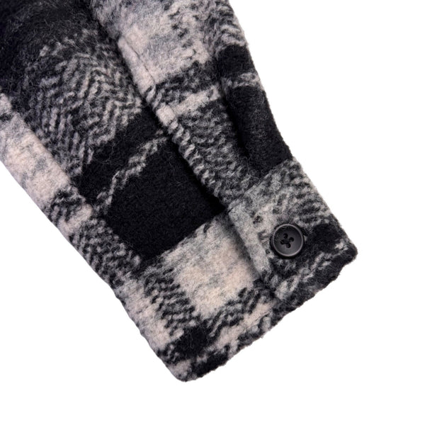 Gap Womens Plaid Shirt Jacket Black & White Button-Up Petite Recycled Sz XS